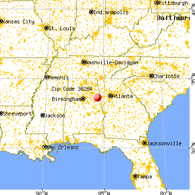 Heflin, AL (36264) map from a distance