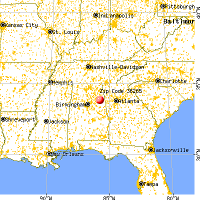 Jacksonville, AL (36265) map from a distance