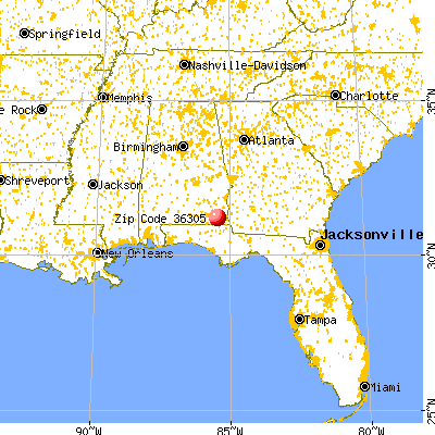 Dothan, AL (36305) map from a distance