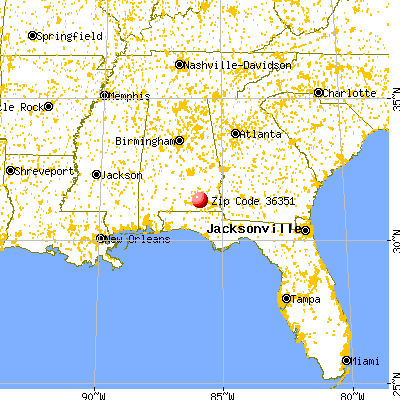 New Brockton, AL (36351) map from a distance