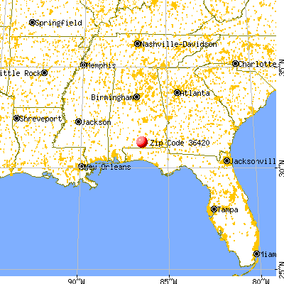 Andalusia, AL (36420) map from a distance