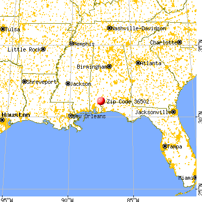 Atmore, AL (36502) map from a distance