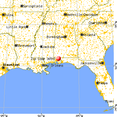 Bay Minette, AL (36507) map from a distance