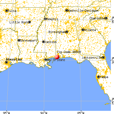Bayou La Batre, AL (36509) map from a distance