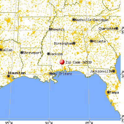 Fruitdale, AL (36539) map from a distance