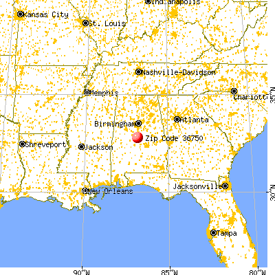 Maplesville, AL (36750) map from a distance