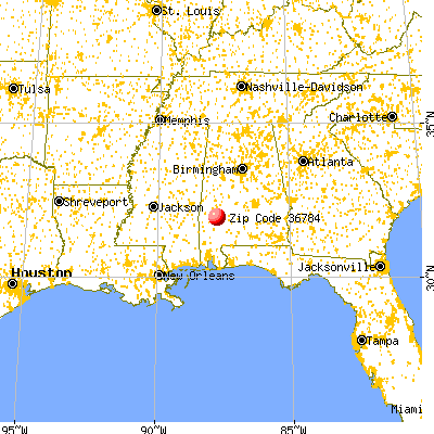 Putnam, AL (36784) map from a distance