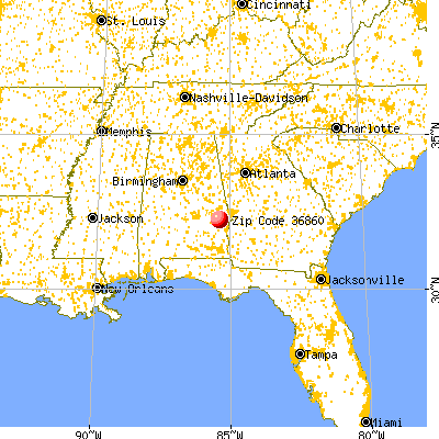 Hurtsboro, AL (36860) map from a distance