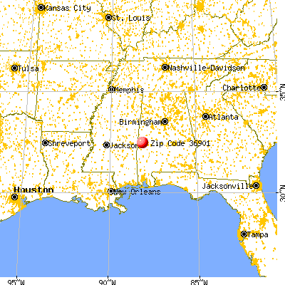 Bellamy, AL (36901) map from a distance