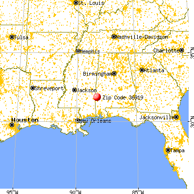 Silas, AL (36919) map from a distance