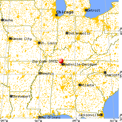 Cedar Hill, TN (37032) map from a distance