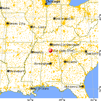 Cornersville, TN (37047) map from a distance