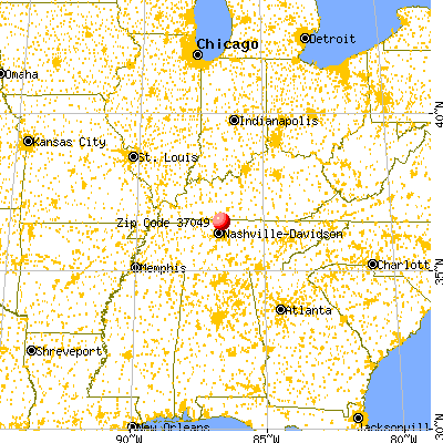 Cross Plains, TN (37049) map from a distance
