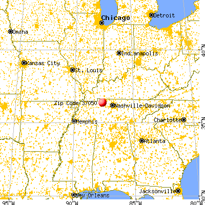 Cumberland City, TN (37050) map from a distance