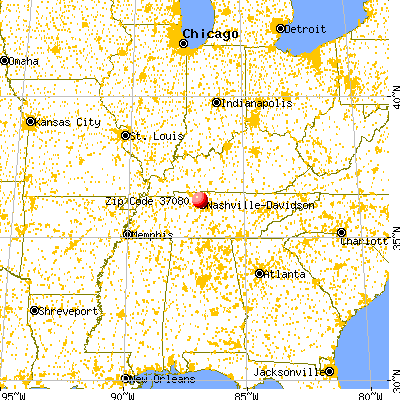 Nashville-Davidson, TN (37080) map from a distance