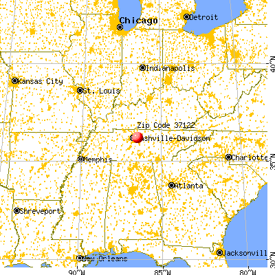 Mount Juliet, TN (37122) map from a distance