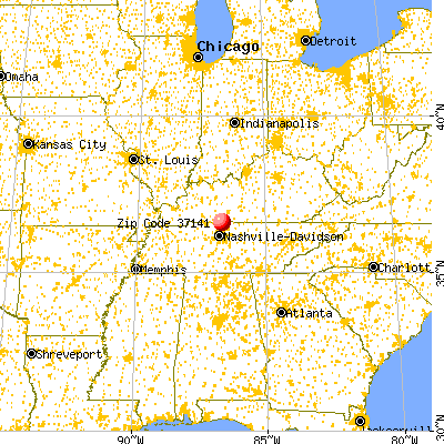 Orlinda, TN (37141) map from a distance