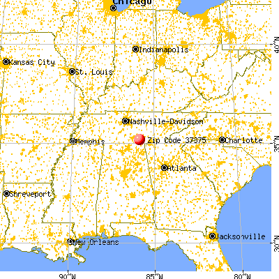 Sewanee, TN (37375) map from a distance