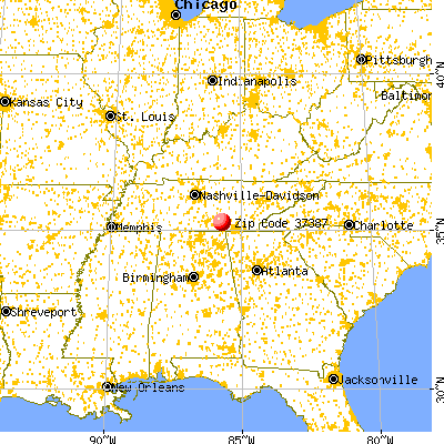 Tracy City, TN (37387) map from a distance