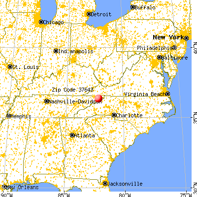 Elizabethton, TN (37643) map from a distance