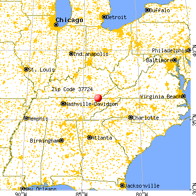 Cumberland Gap, TN (37724) map from a distance