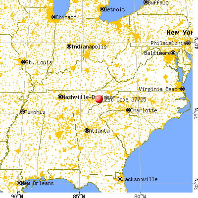 Dandridge, TN (37725) map from a distance
