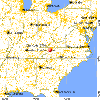 Greeneville, TN (37744) map from a distance
