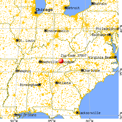 Maynardville, TN (37807) map from a distance