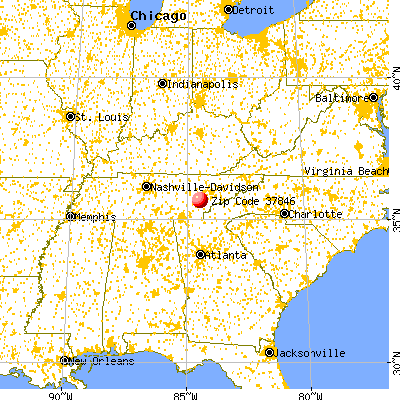 Philadelphia, TN (37846) map from a distance