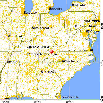 Surgoinsville, TN (37873) map from a distance