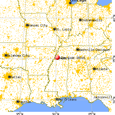 Memphis, TN (38018) map from a distance