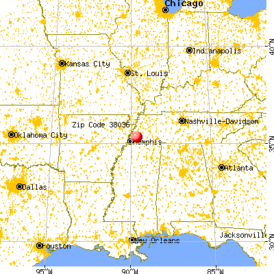 Gallaway, TN (38036) map from a distance