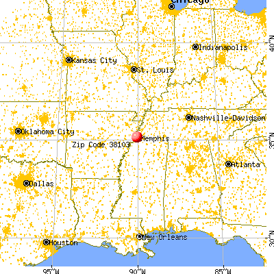 Memphis, TN (38103) map from a distance