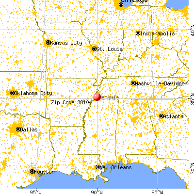 Memphis, TN (38104) map from a distance