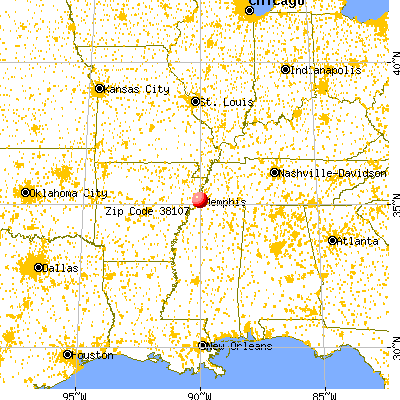 Memphis, TN (38107) map from a distance