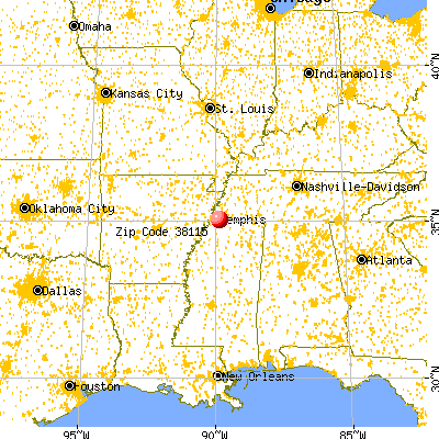 Memphis, TN (38115) map from a distance
