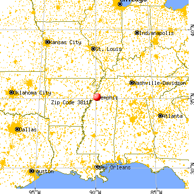 Memphis, TN (38117) map from a distance