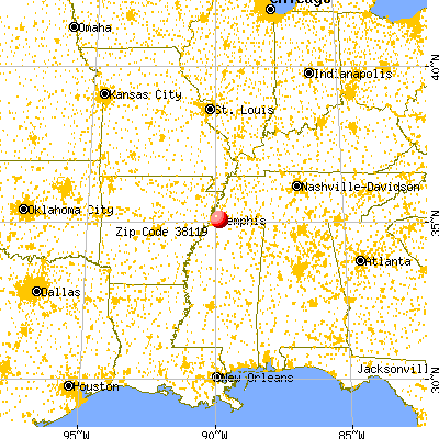 Memphis, TN (38119) map from a distance