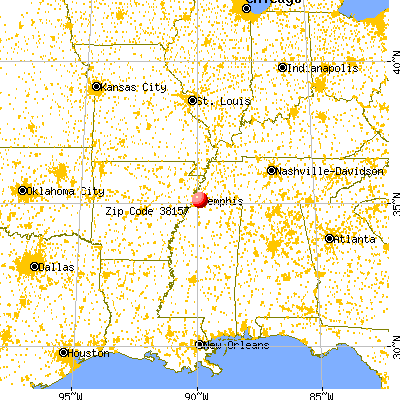 Memphis, TN (38157) map from a distance