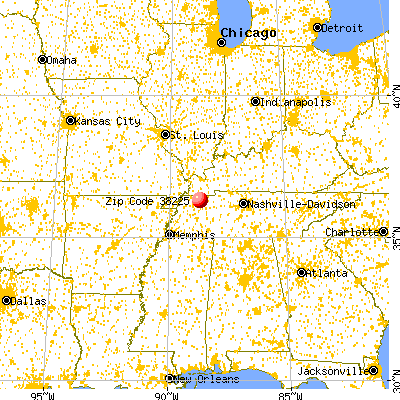 Dresden, TN (38225) map from a distance