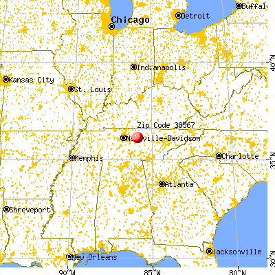 Gordonsville, TN (38567) map from a distance