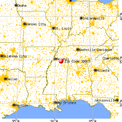 Ashland, MS (38603) map from a distance