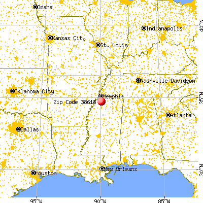 Coldwater, MS (38618) map from a distance