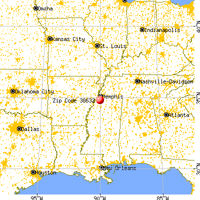 Hernando, MS (38632) map from a distance