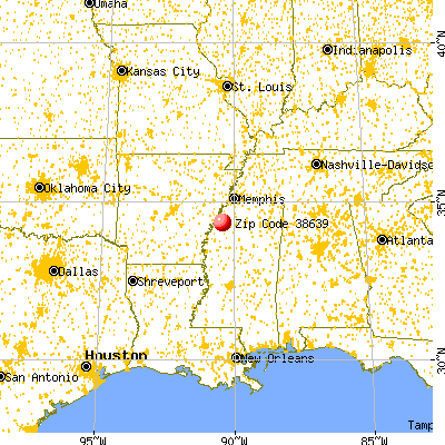 Jonestown, MS (38639) map from a distance