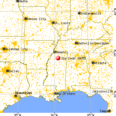 Oxford, MS (38655) map from a distance