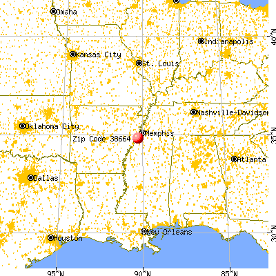 Tunica Resorts, MS (38664) map from a distance