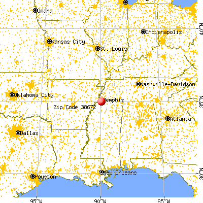Southaven, MS (38672) map from a distance