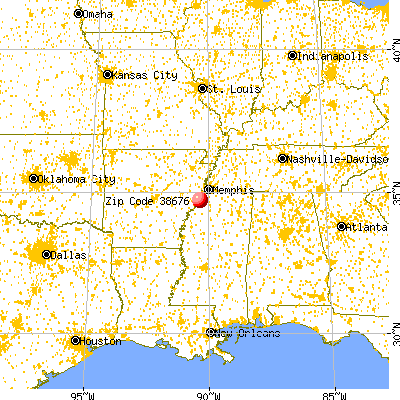 Tunica, MS (38676) map from a distance