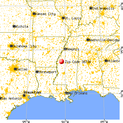 Doddsville, MS (38736) map from a distance